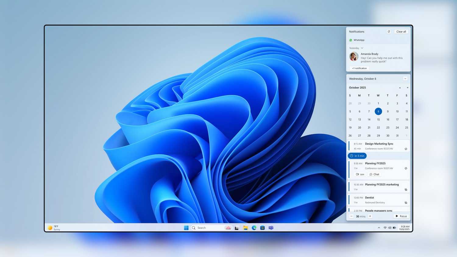 A screenshot of Windows 11's upcoming Agenda view from Microsoft.