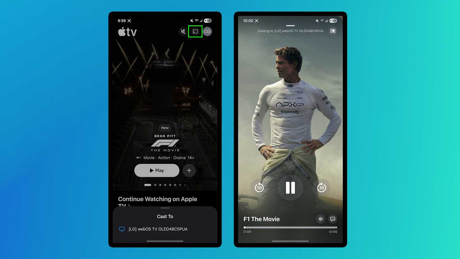 برنامه Android Apple TV با استفاده از Google Cast.
