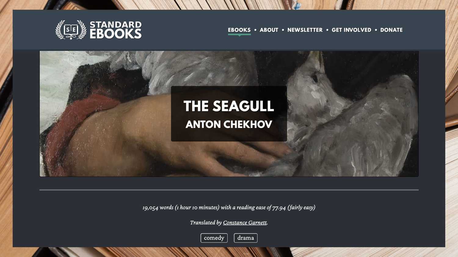 Standard Ebooks showing The Seagull.