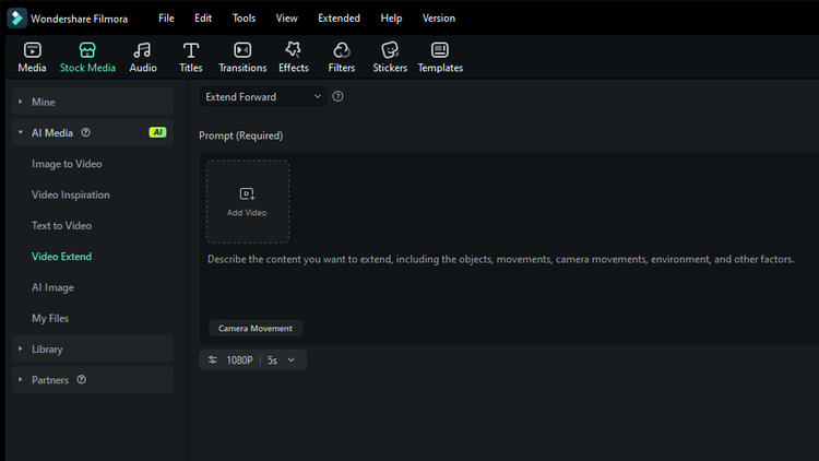 wondershare filmora ai extend feature