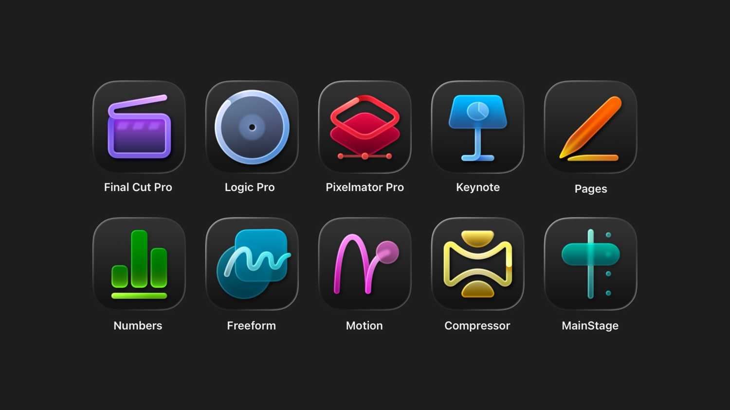 The new app icons in apple Creator Studio.