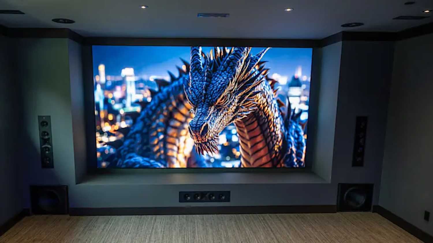A 162-inch AWALL MicroLED TV in a home theater.
