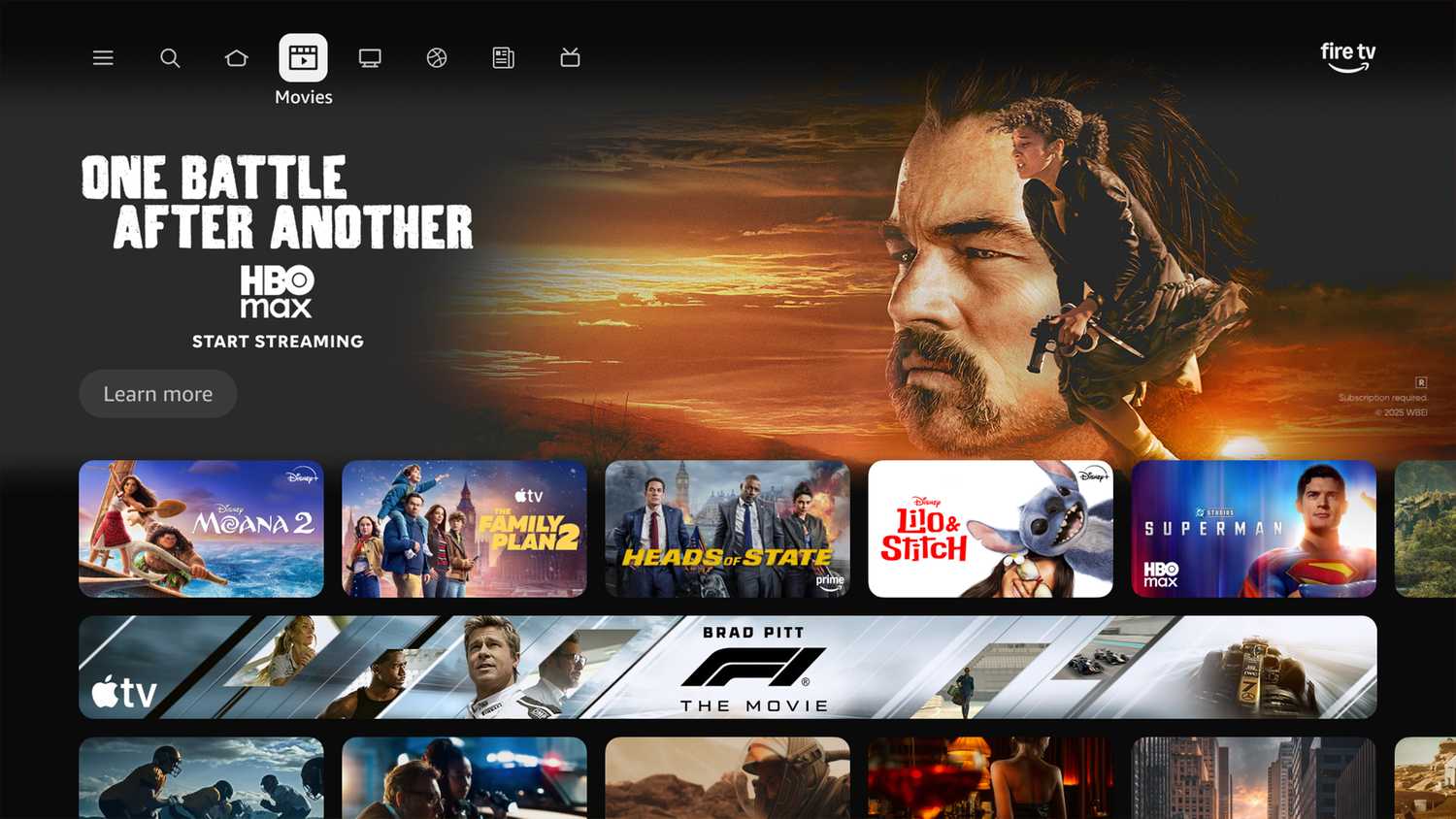 New Fire TV UI movie tab.