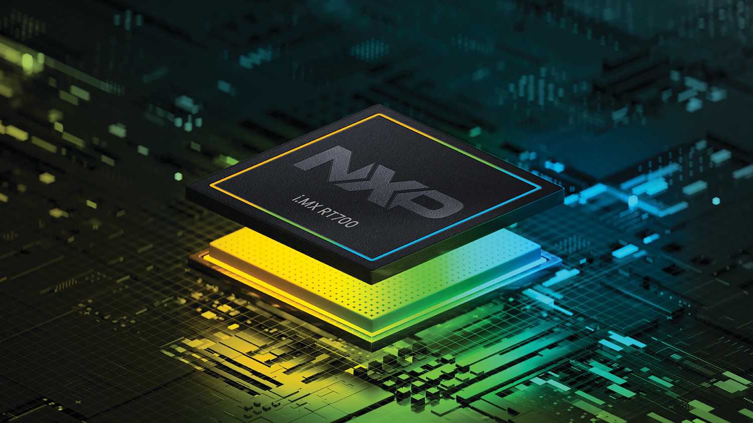 A still photo of an NCP RT-700 semiconductor by NXP. 