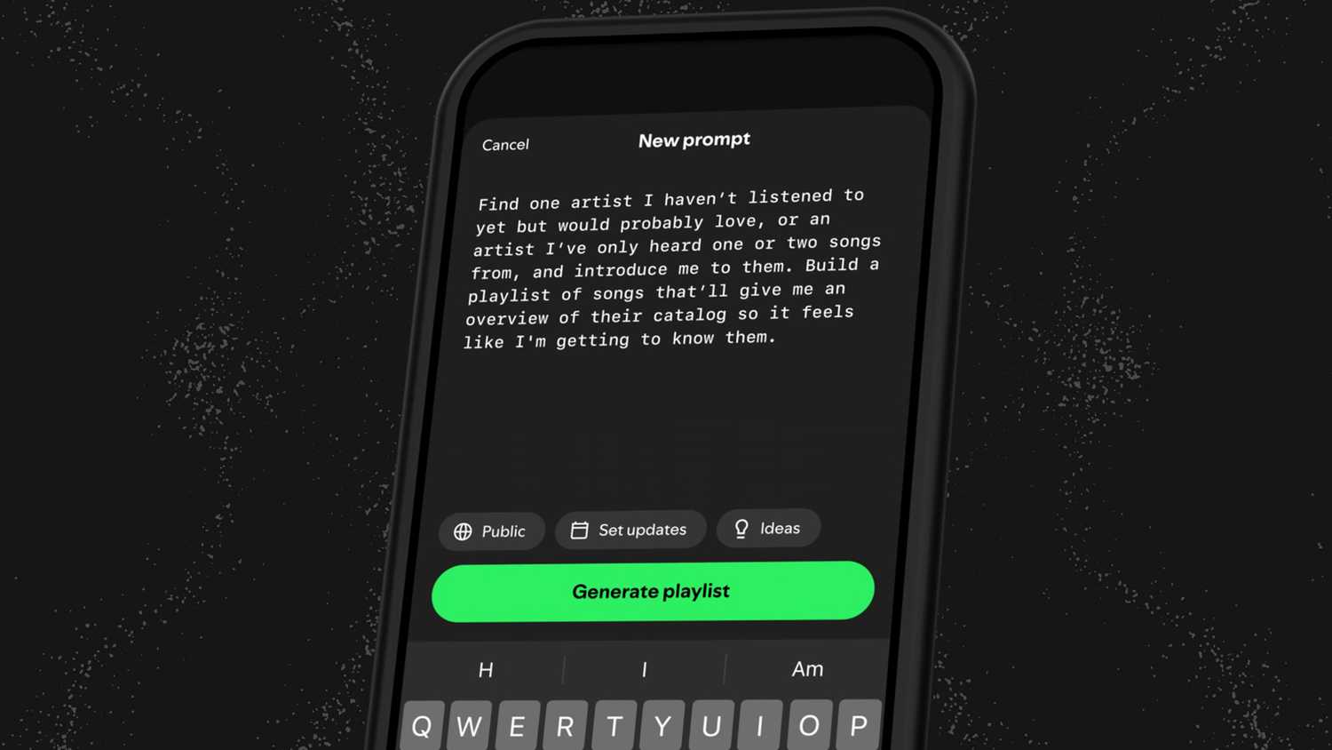 Spotify Prompted Playlist feature being used.