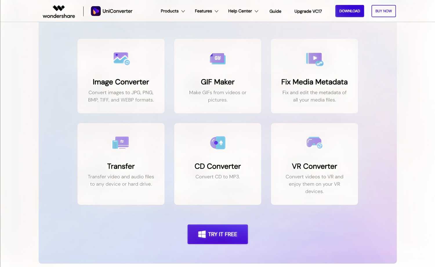 Wondershare Uniconverter download screen
