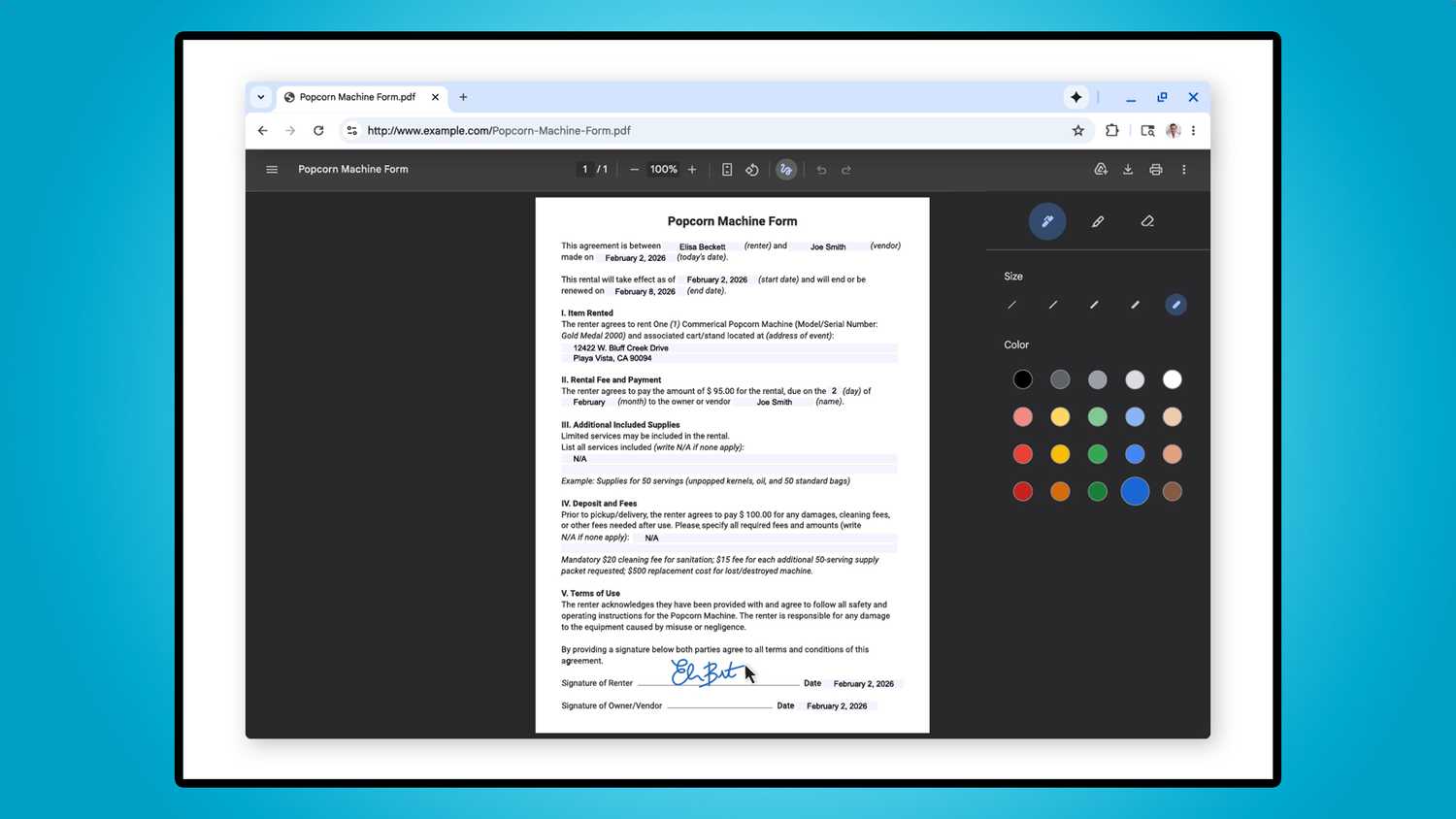 Google Chrome annotate PDF feature.
