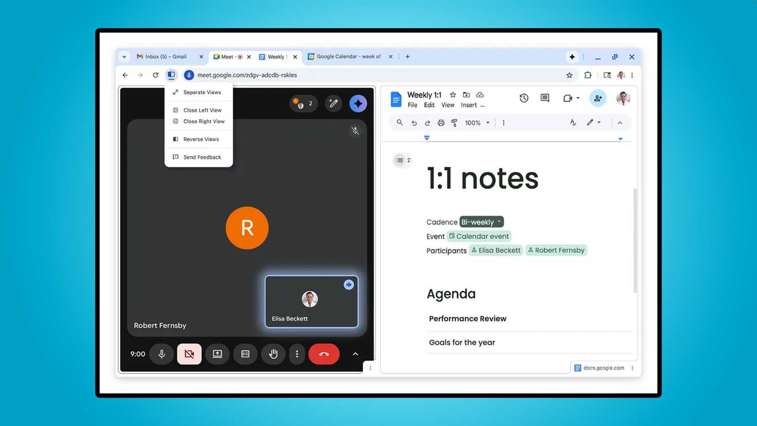 Google Chrome new Split View feature.