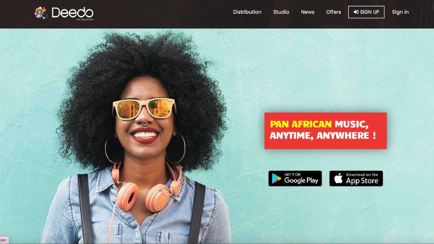 The front page of the Deedo website