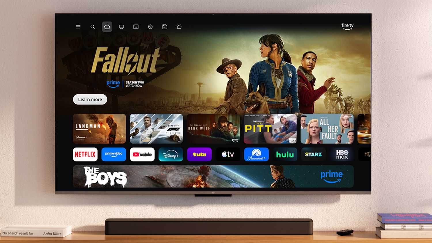 Amazon's overhauled Fire TV UI on a TV.