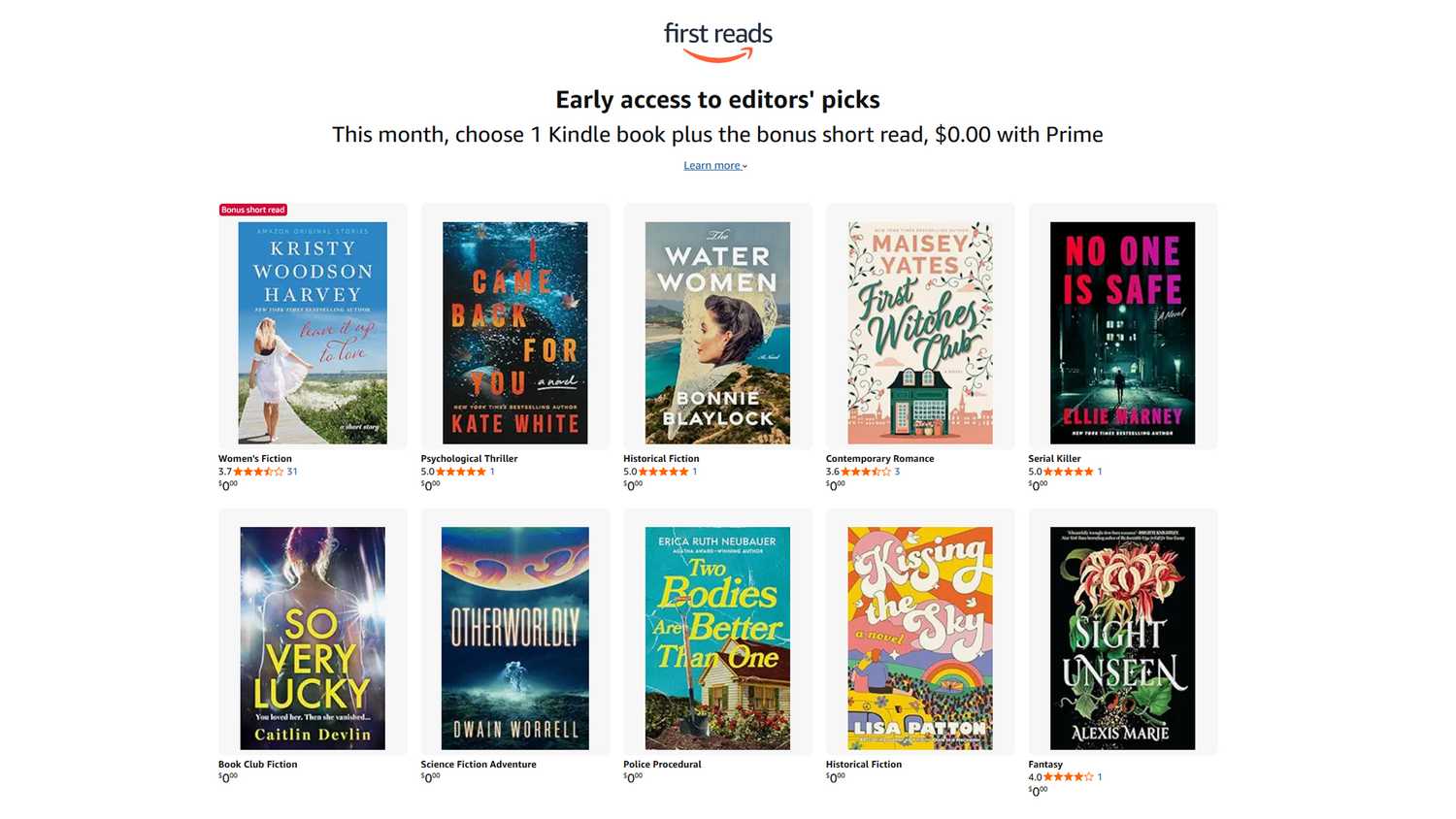 Amazon First Reads books for Feb 2026.