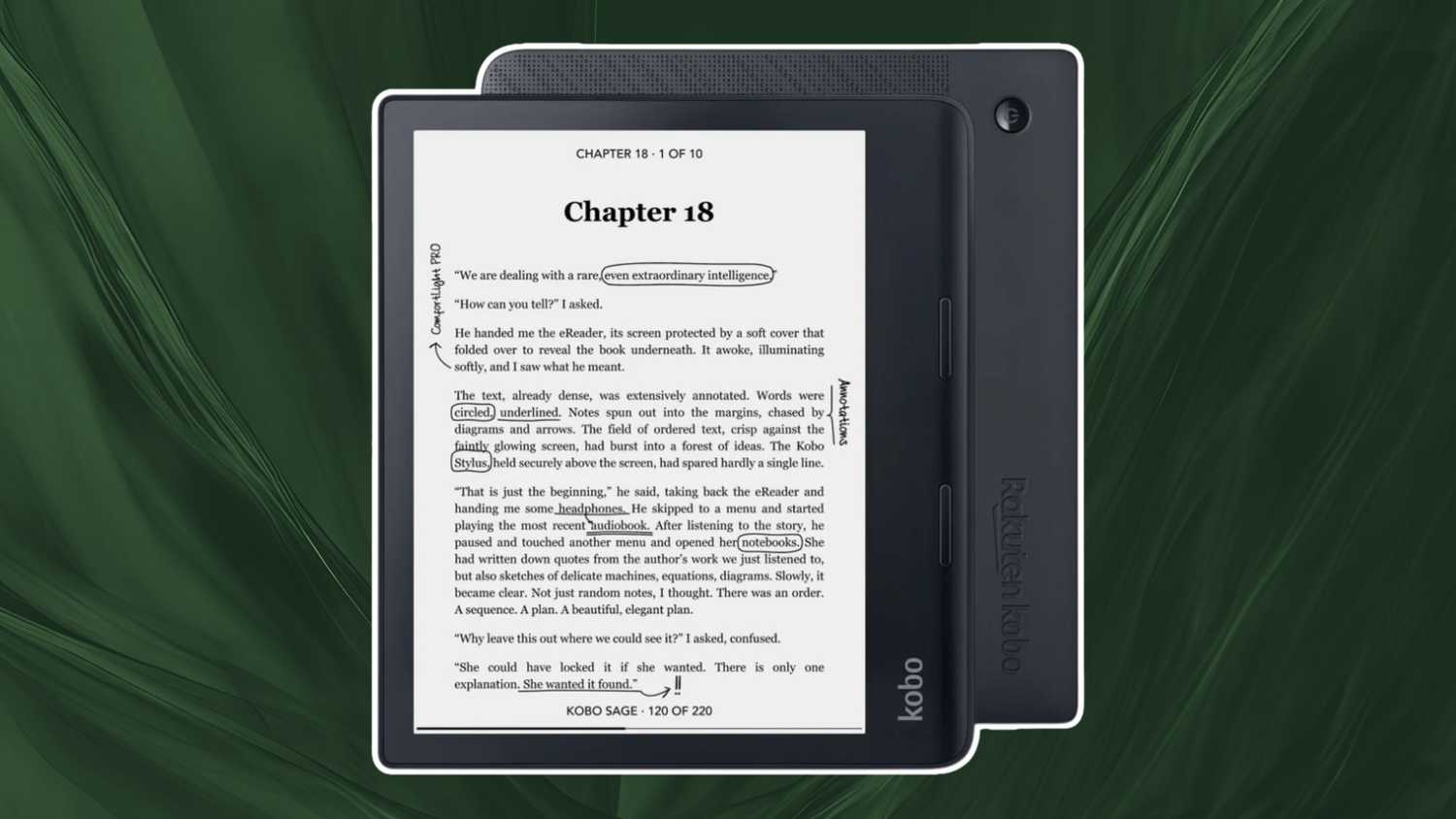 A rendering of the Kobo Sage. 