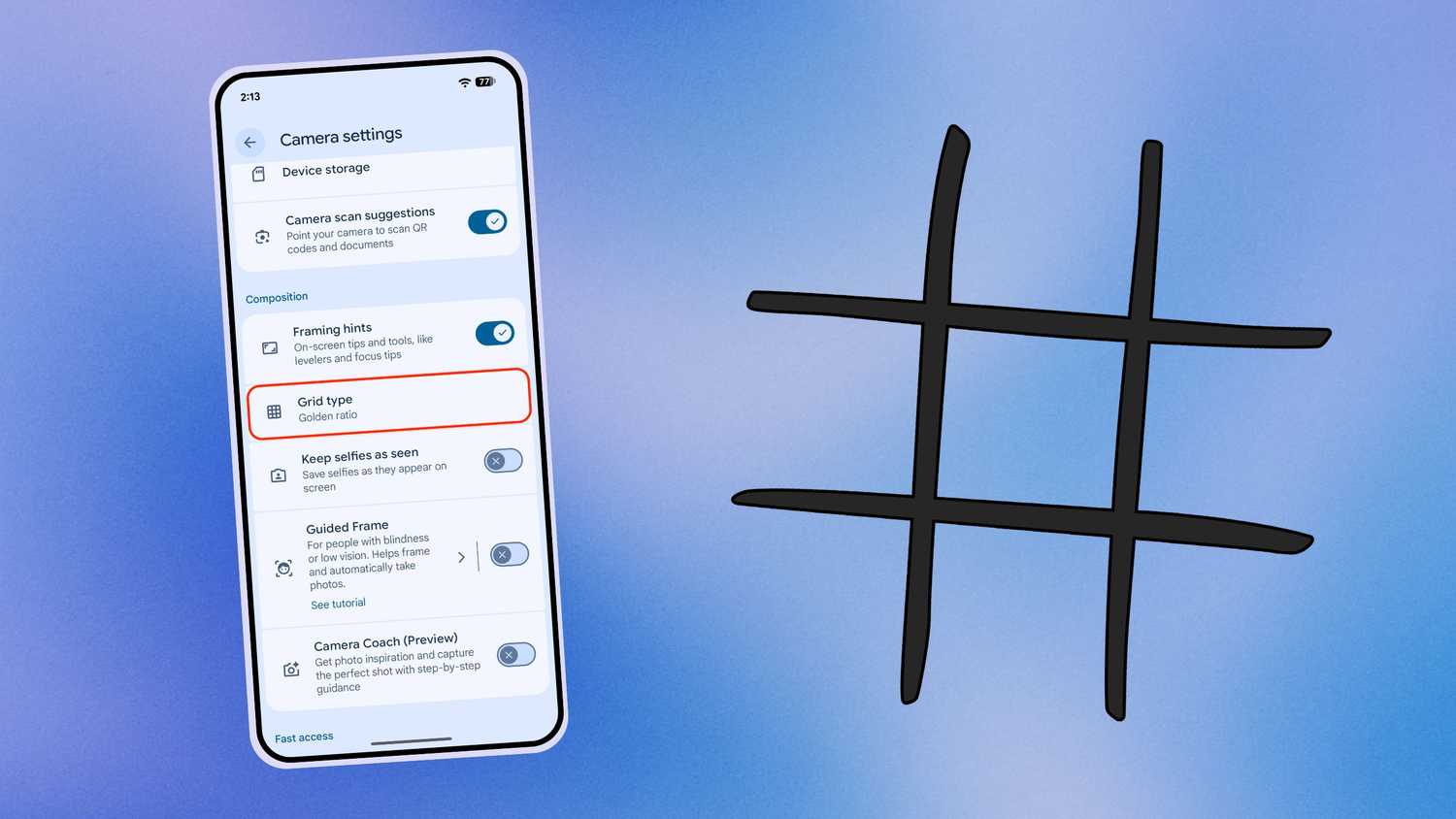 Pixel Camera enable grid type