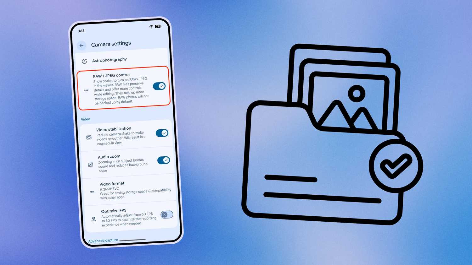 Pixel Camera enable RAW / JPEG control
