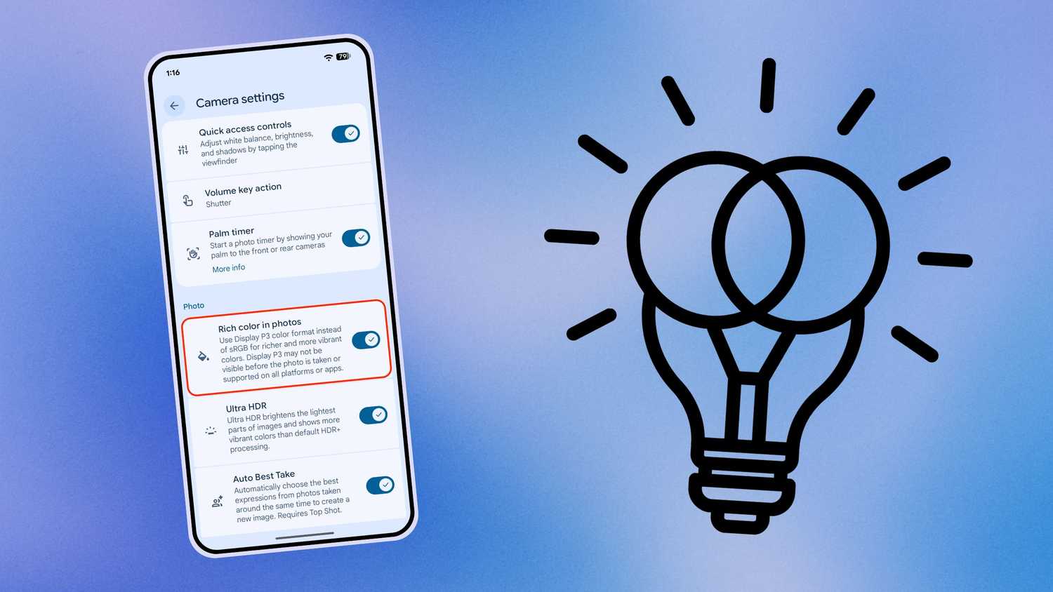 Pixel Camera enable rich color in photos