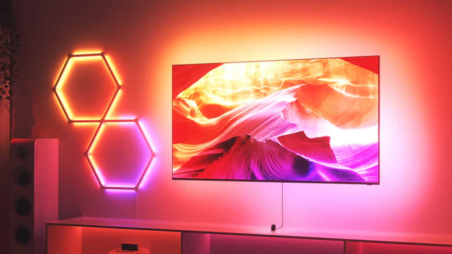 Nanoleaf's 4D V2 backlight and Lines panels synced to a TV.
