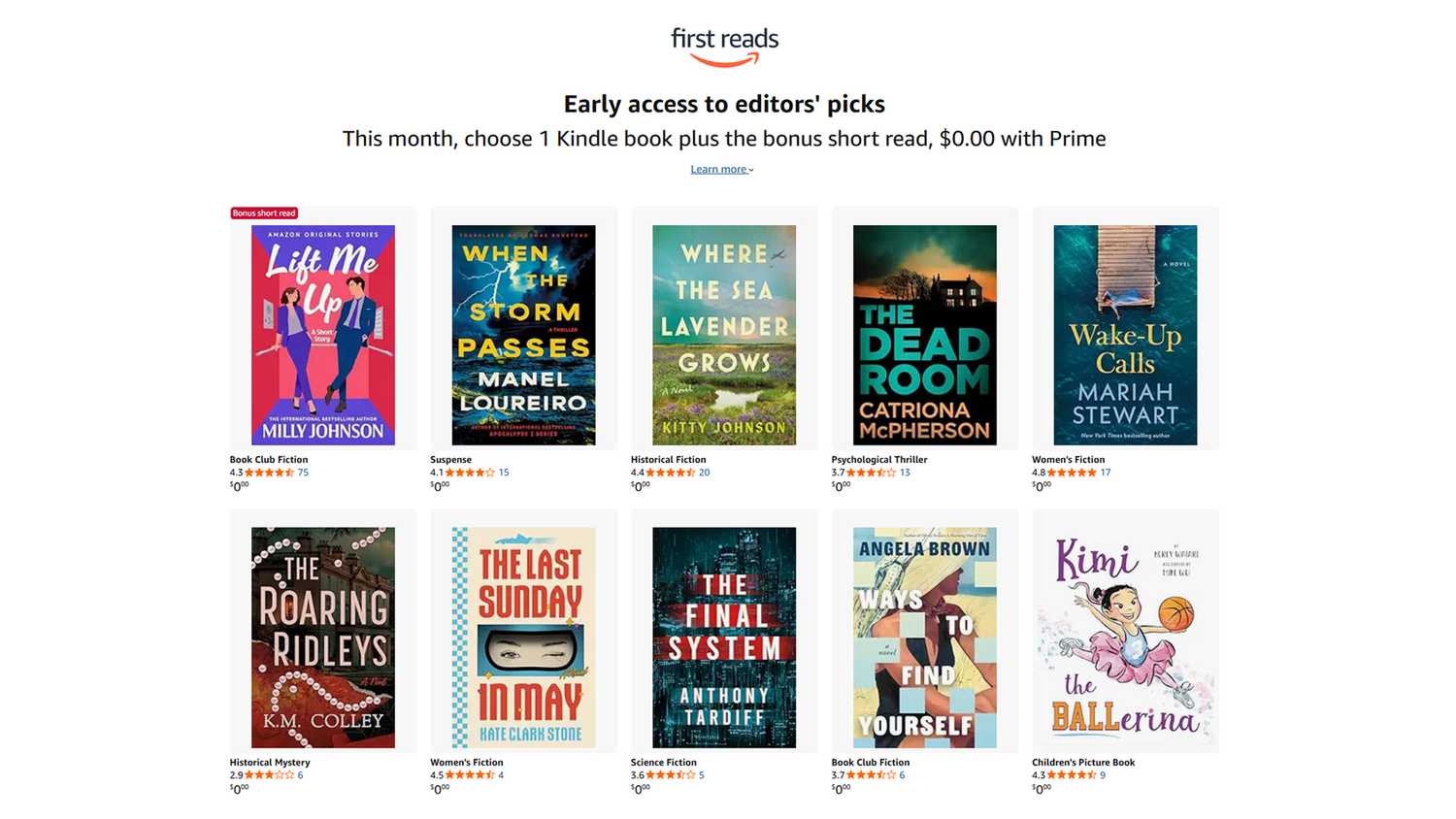 April 2026 First Reads titles.