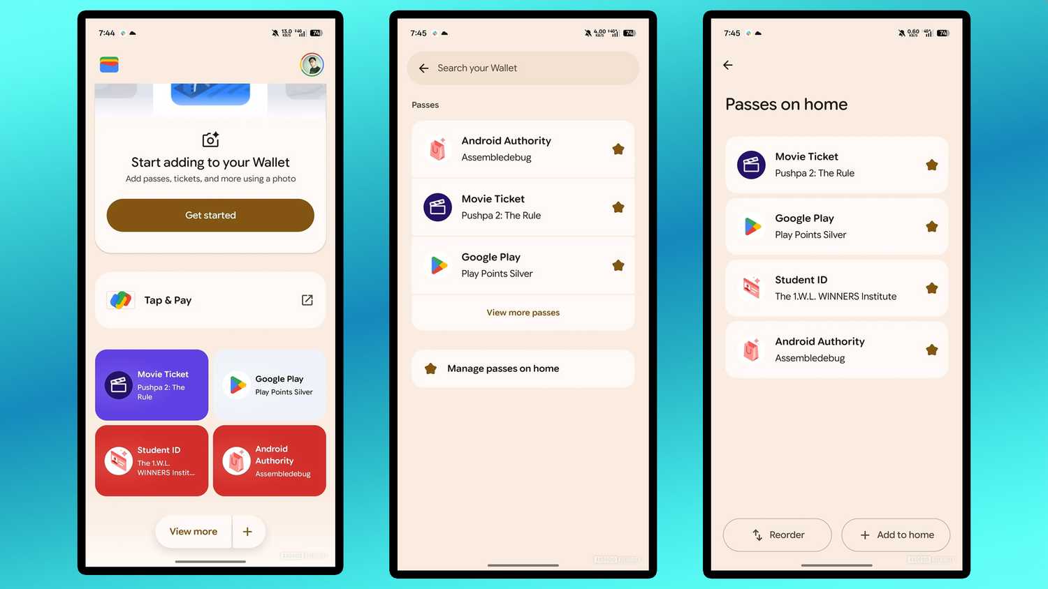 New Google Wallet user interface.