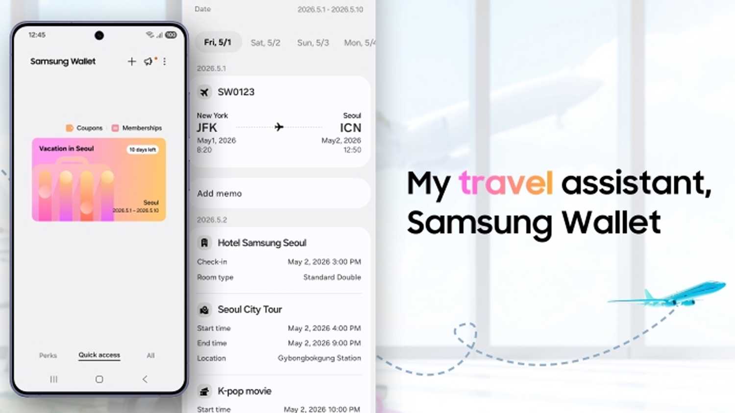 Samsung Wallet Trips feature.