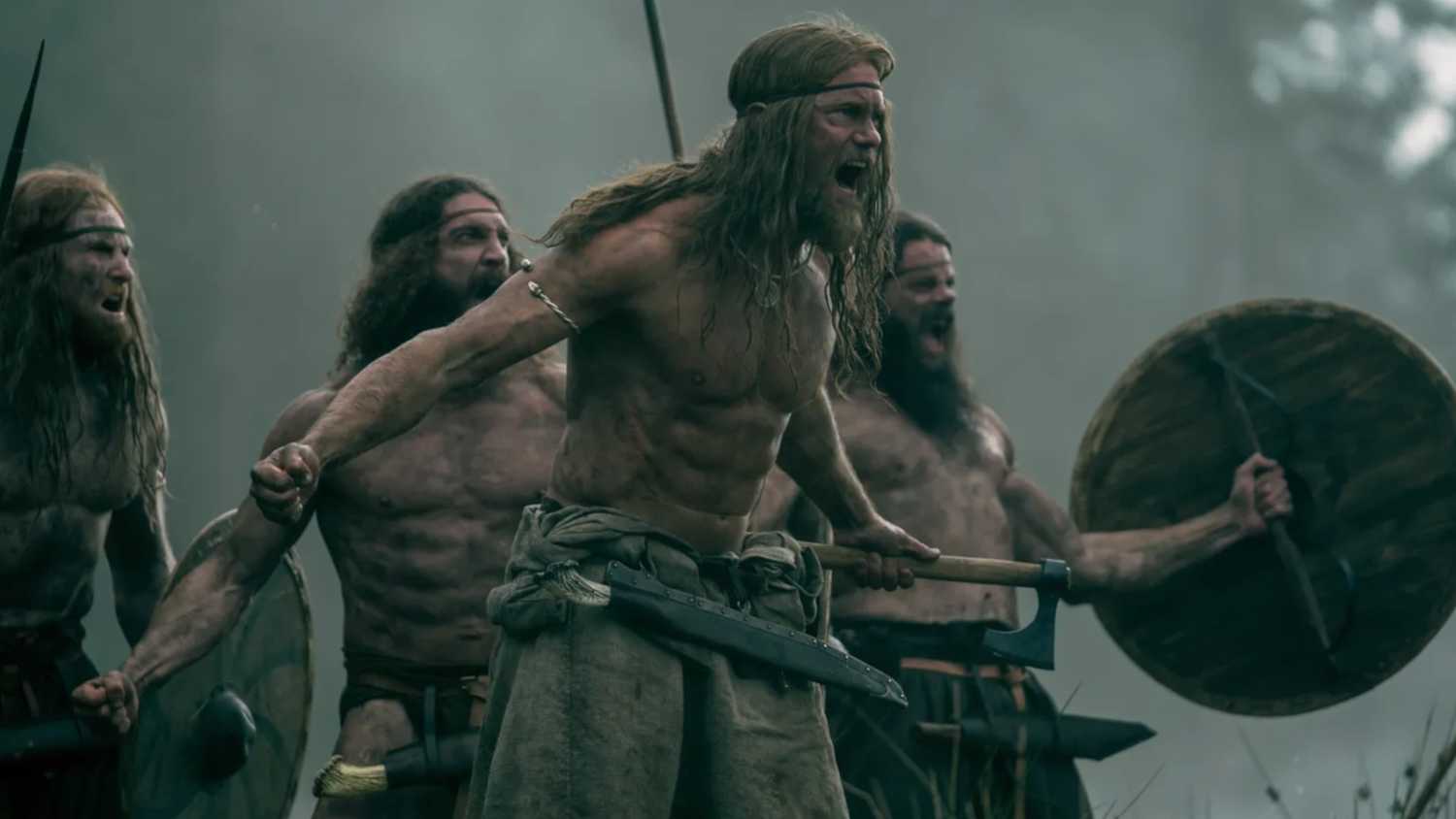 A Viking raid in The Northman.