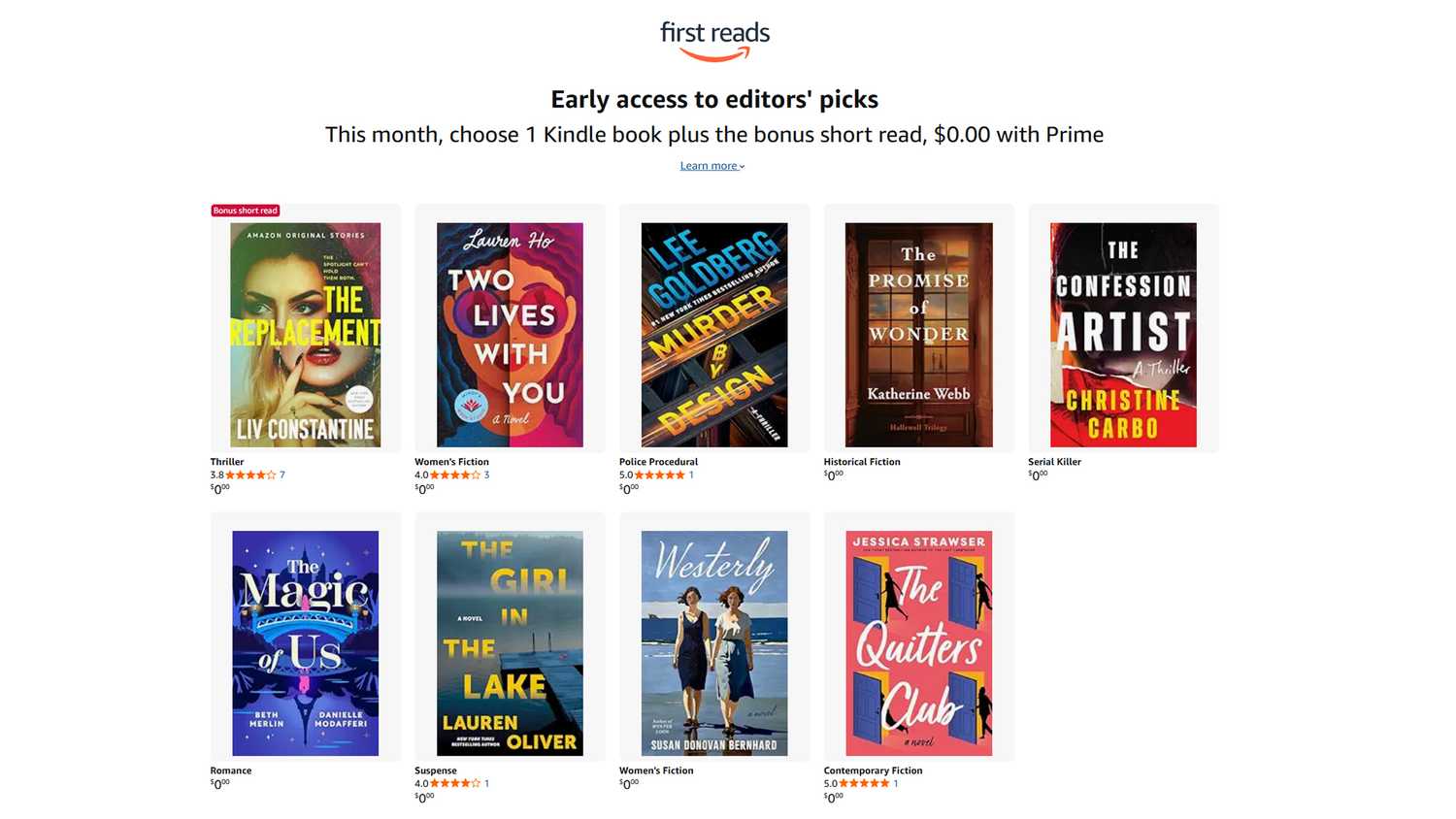 Amazon First Reads May 2026 books.