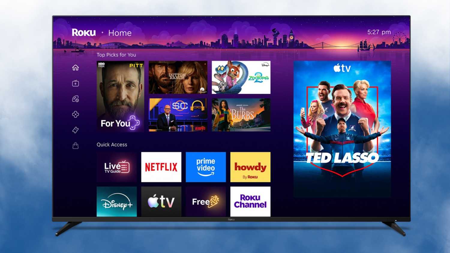 An image of the new Roku home screen.