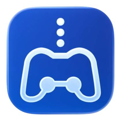 A blue app icon with the outline of a game controller on it.