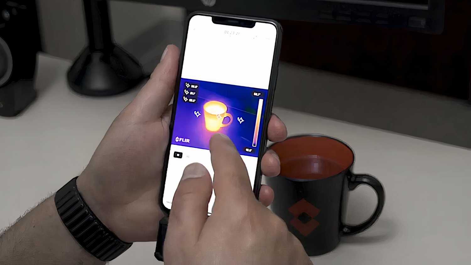The Flir One app on an iPhone.