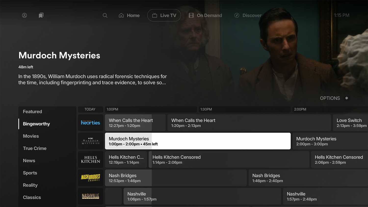 Live TV guide in Plex app.