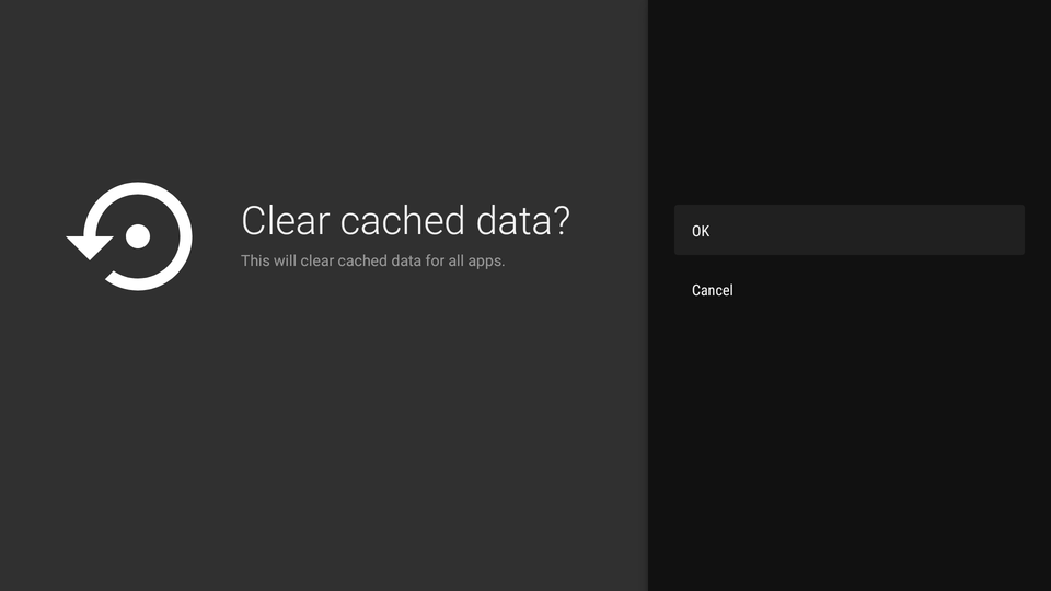 Option to clear cache on Google TV