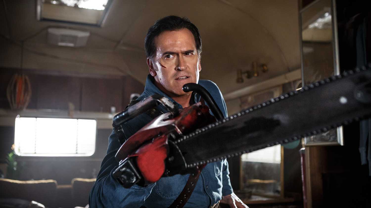 Ash with his chainsaw in Ash vs Evil Dead