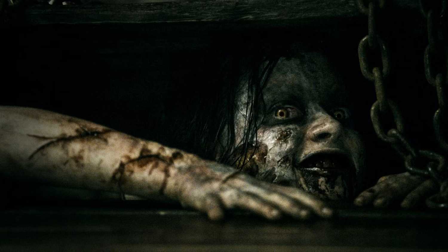 A deadite in the cellar in the Evil Dead 2013 reboot