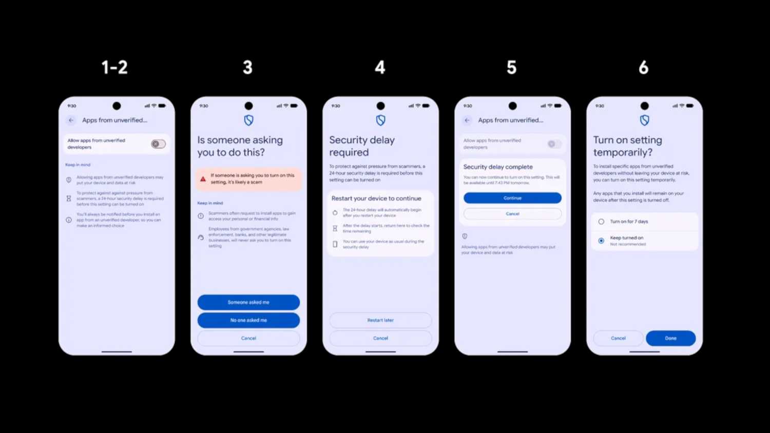 The Advanced flow for Android sideloading.