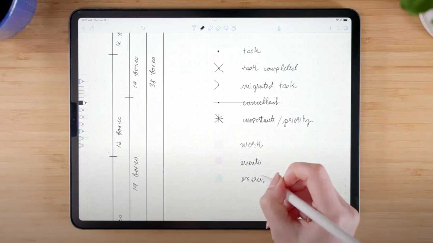 Jotting in Notability for iPad with an Apple Pencil.