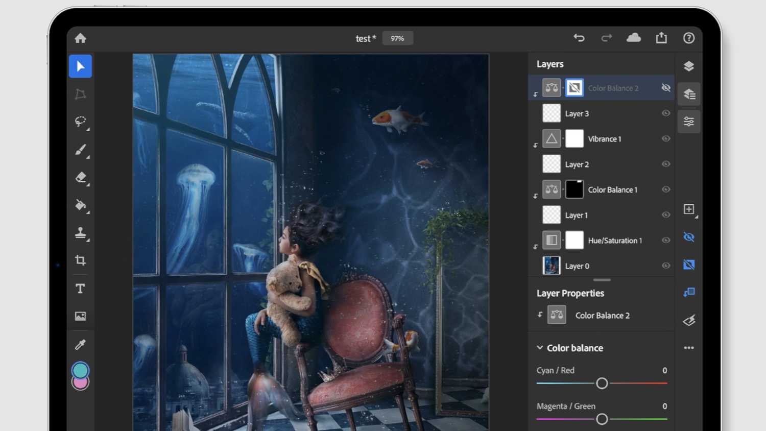 Photoshop CC on an iPad.