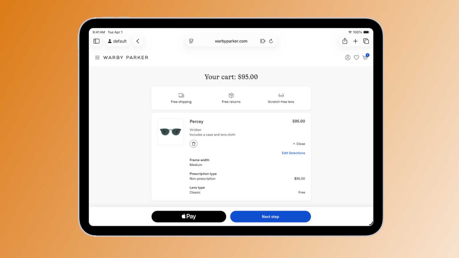 Using Apple Pay in Safari for iPad.