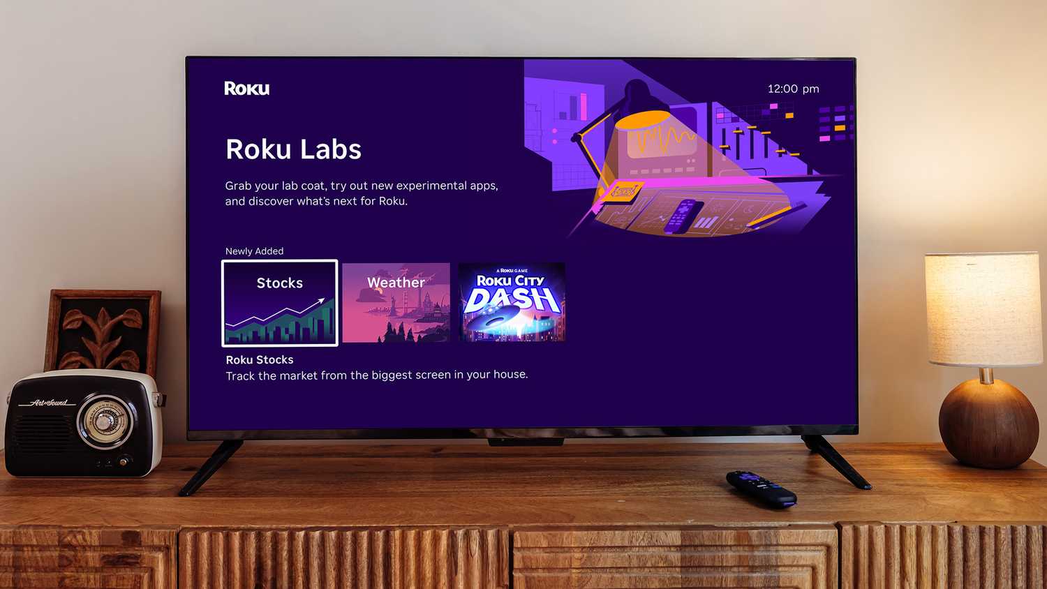 Roku Labs app on TV.