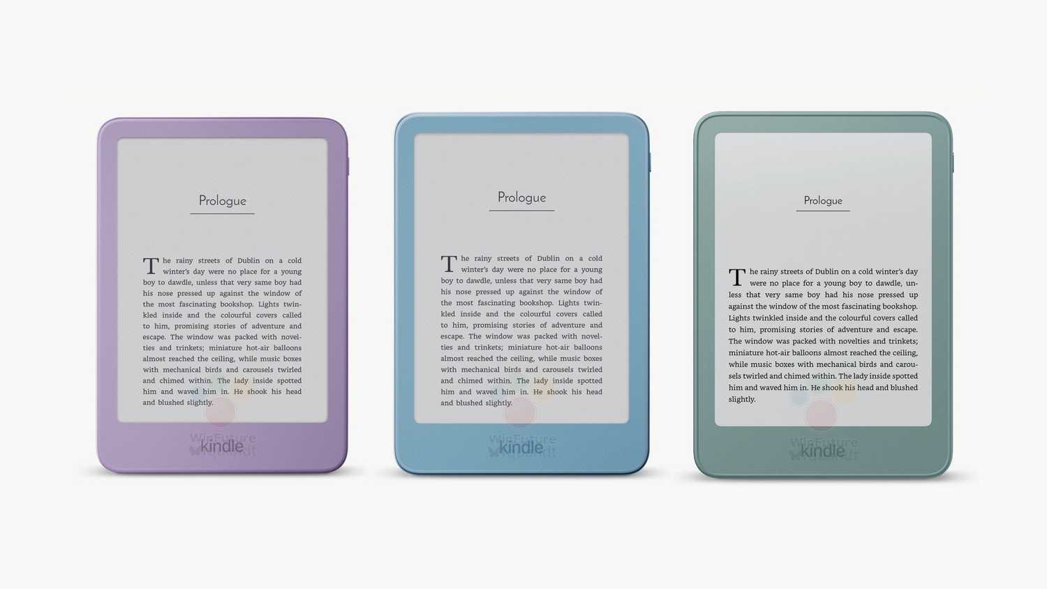 A set of three leaked Kindle models.
