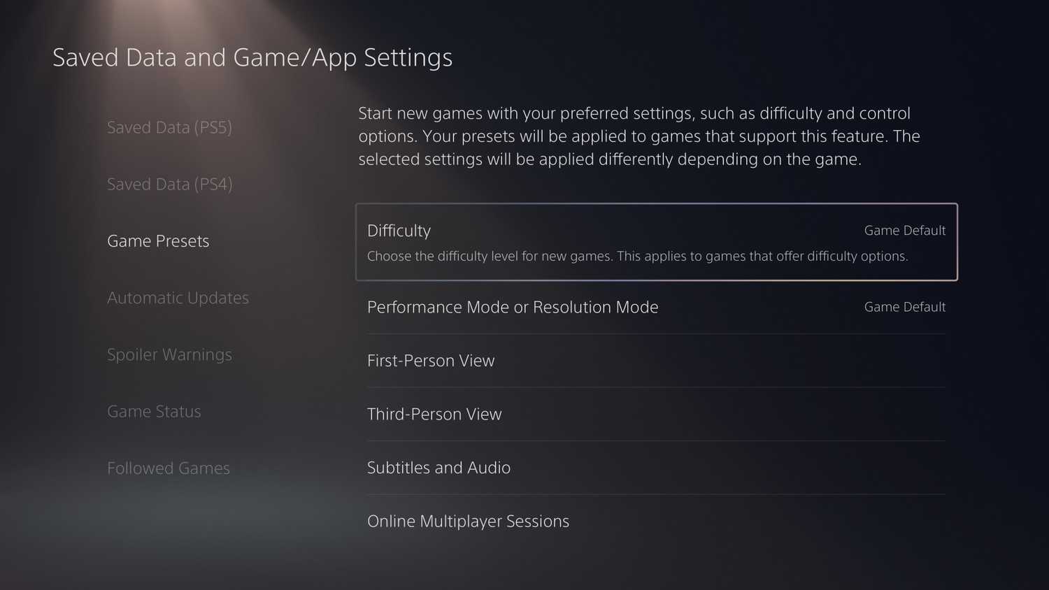 gaming-presets-ps5