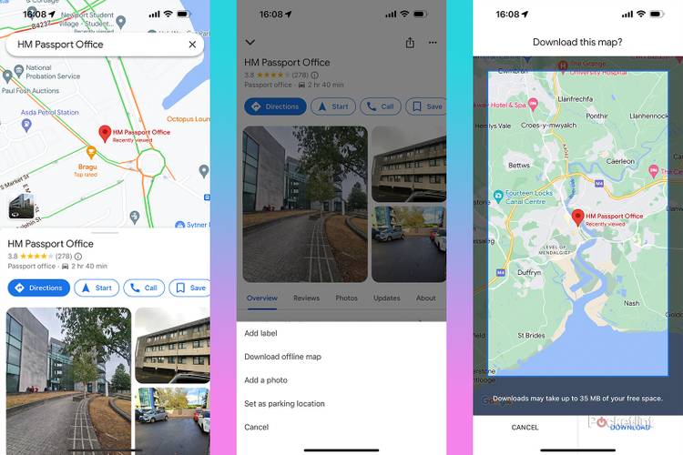 How to download Google Maps directions for offline use