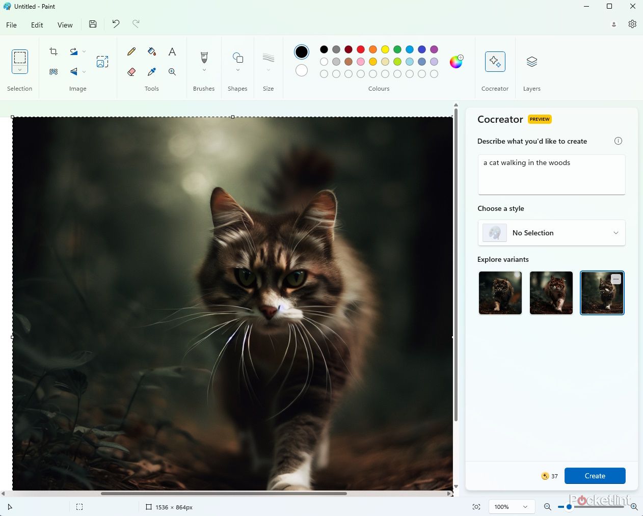 Microsoft Paint AI Cocreator feline  image