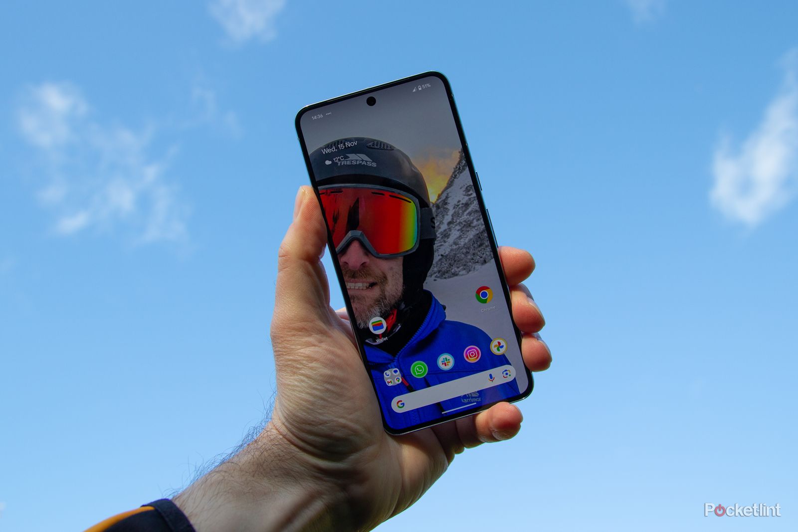 a phone pointing towards the sky