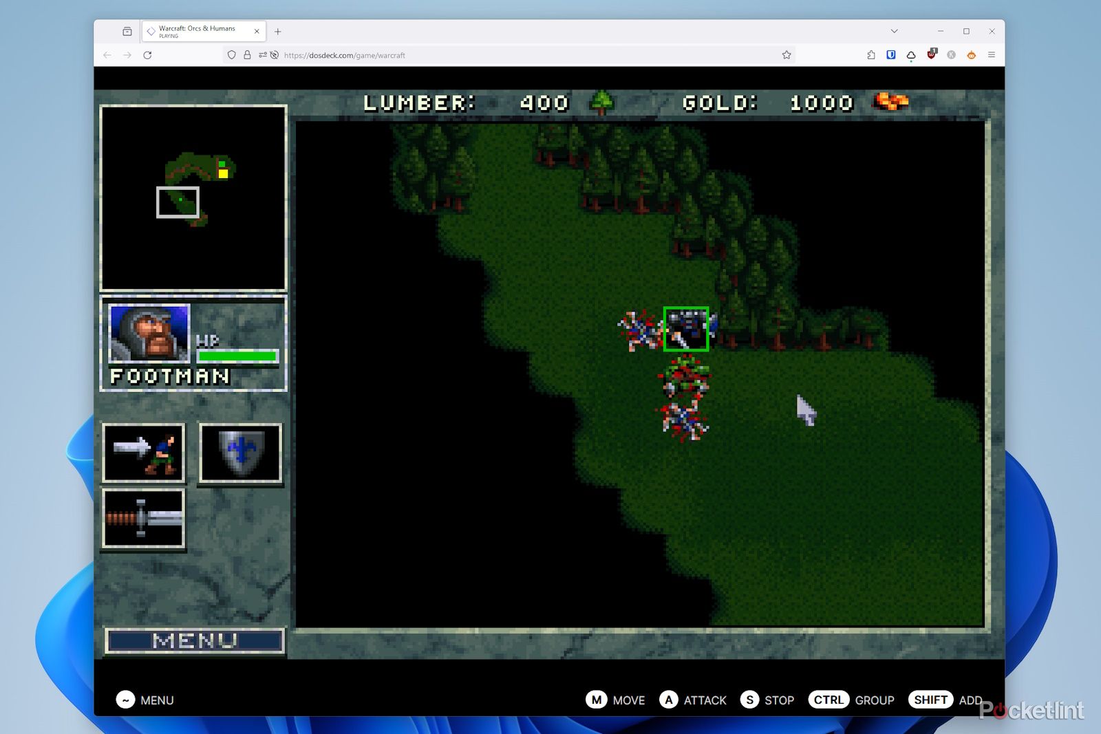 DOS_deck Геймплей Warcraft Orcs and Humans в Firefox для Windows 11
