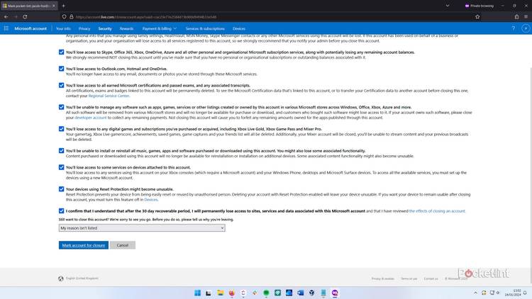 Microsoft account deletion process part 6