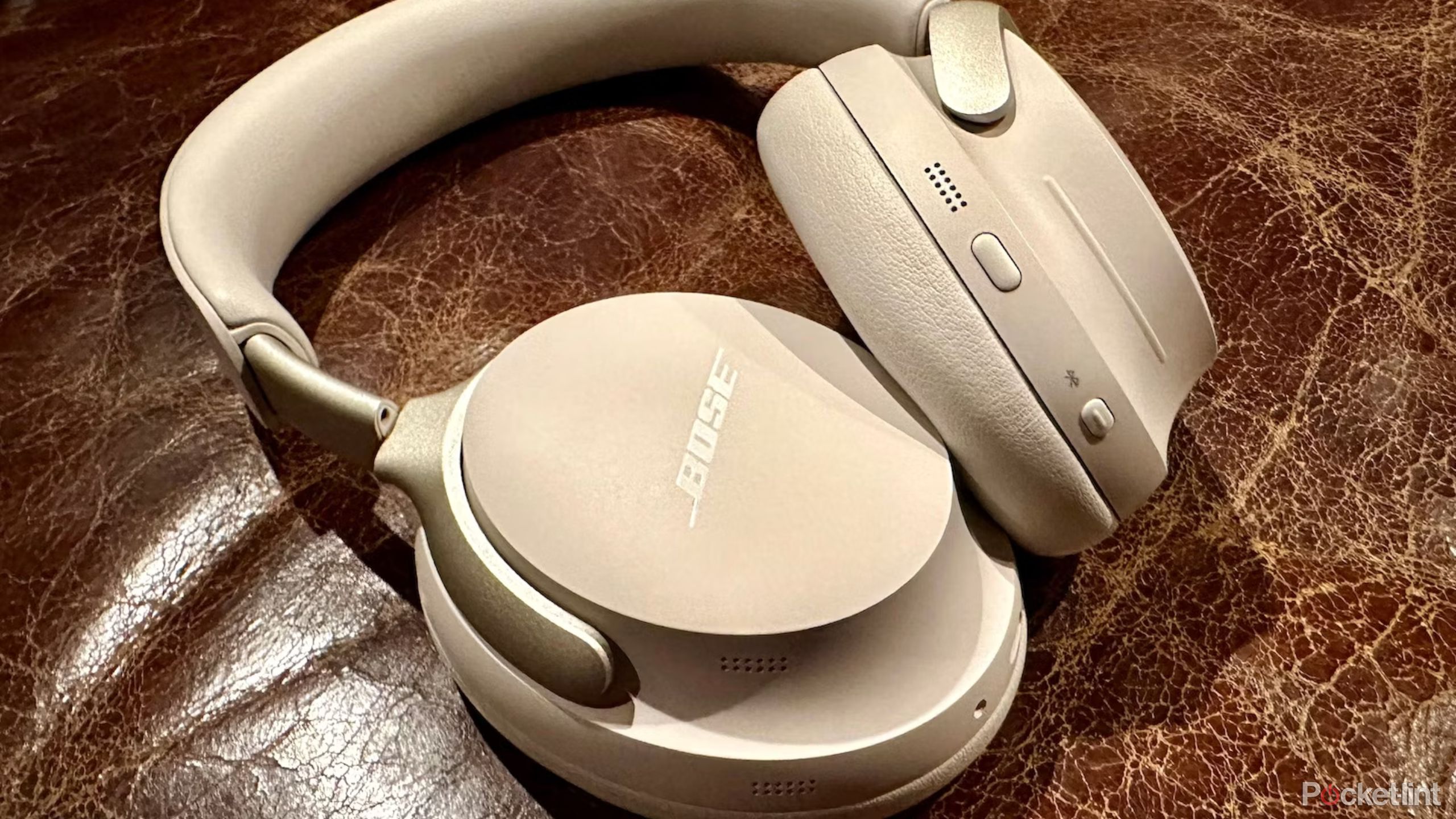 Bose Quietcomfort Ultra leather behind close up 2