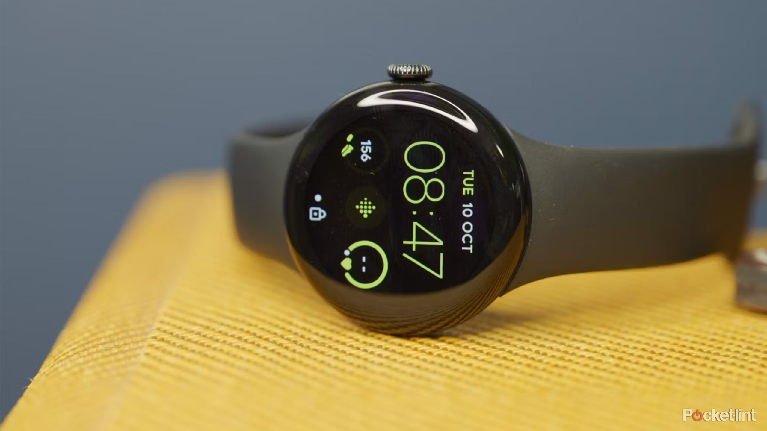 Google Pixel Watch on a yellow mat