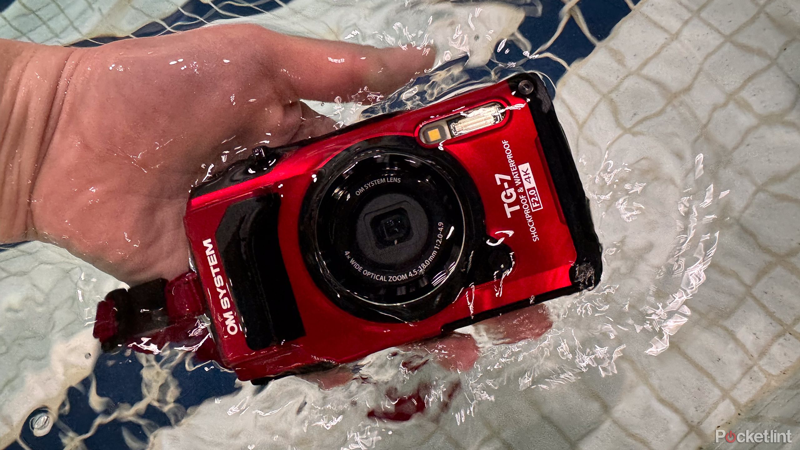 The OM System TG-7 camera in water