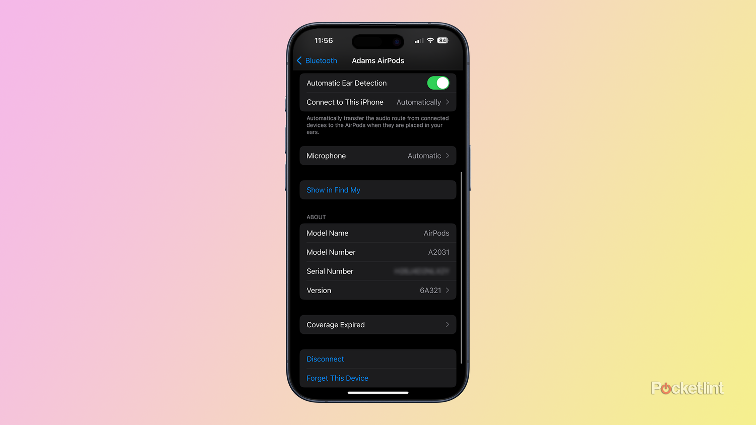 airpods pro in settings