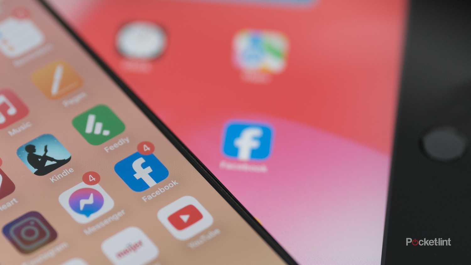 The Facebook icons on an iPhone and iPad.