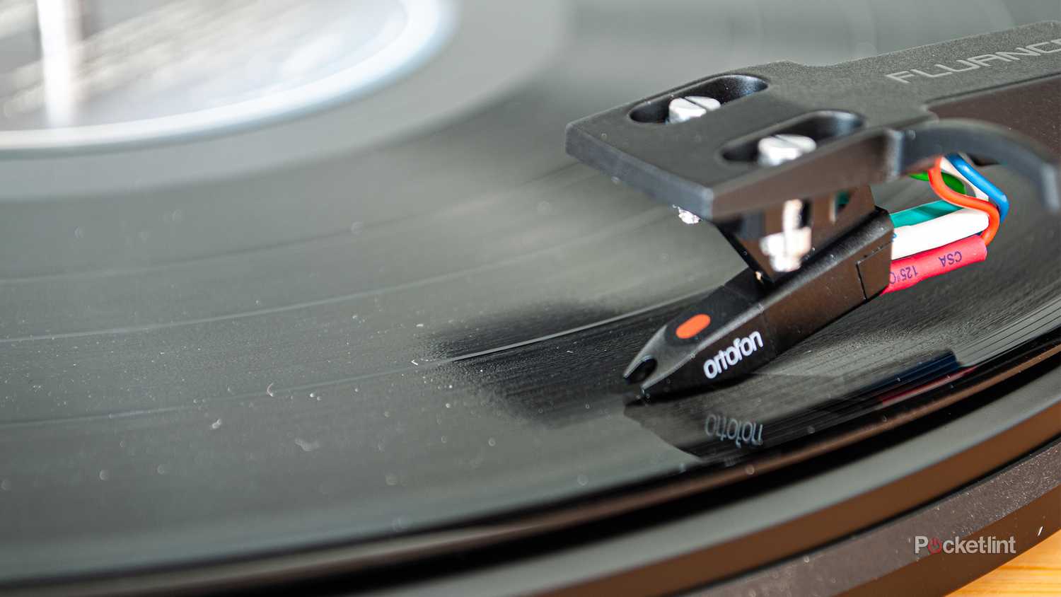 Fluance RT82 playing vinyl closeup-1